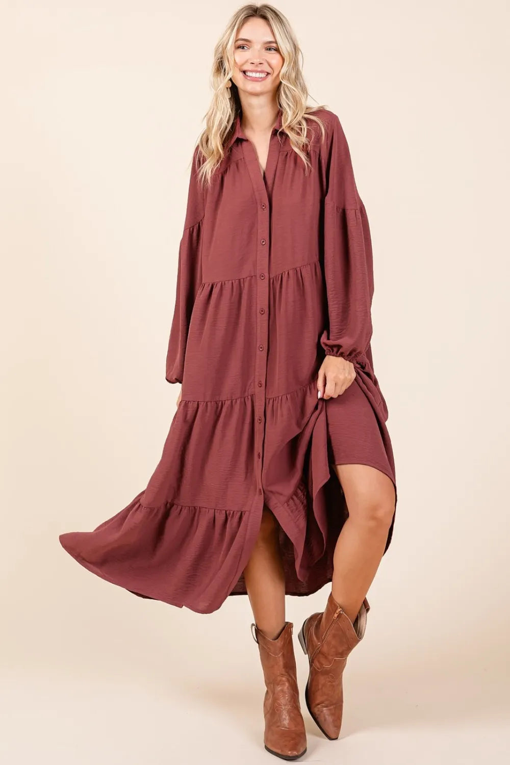 mittoshop long sleeve dress Mittoshop New Strappy Shoulders Swing Dress